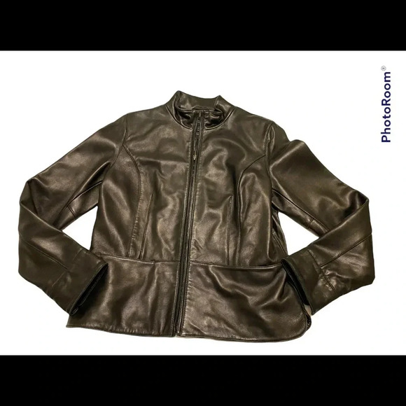 Reaction Kenneth Cole Black Soft Supple Leather Zip Jacket Sz L - Picture 1 of 10